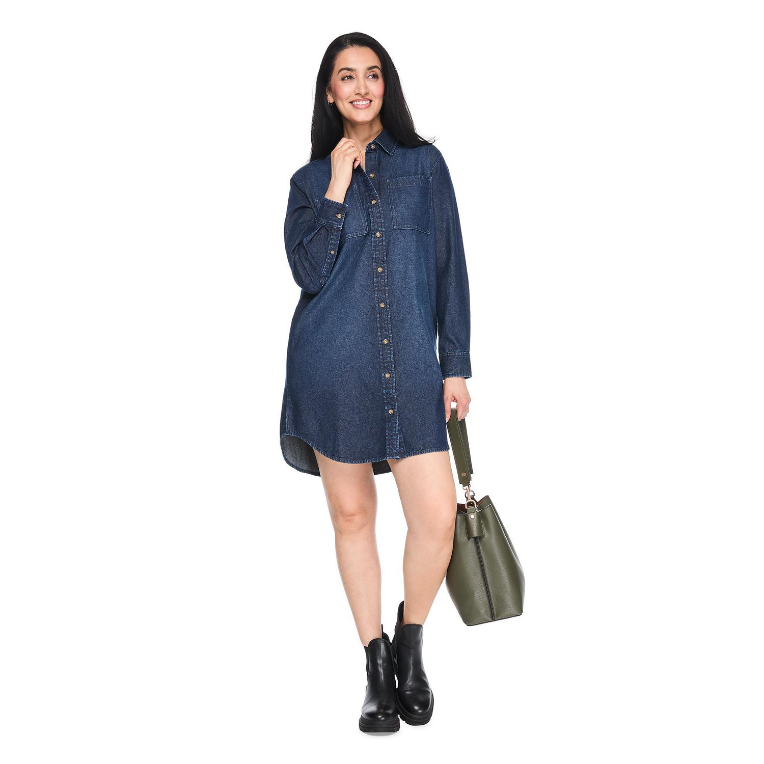 Robe-chemise en denim lavé Iyla pour femmes