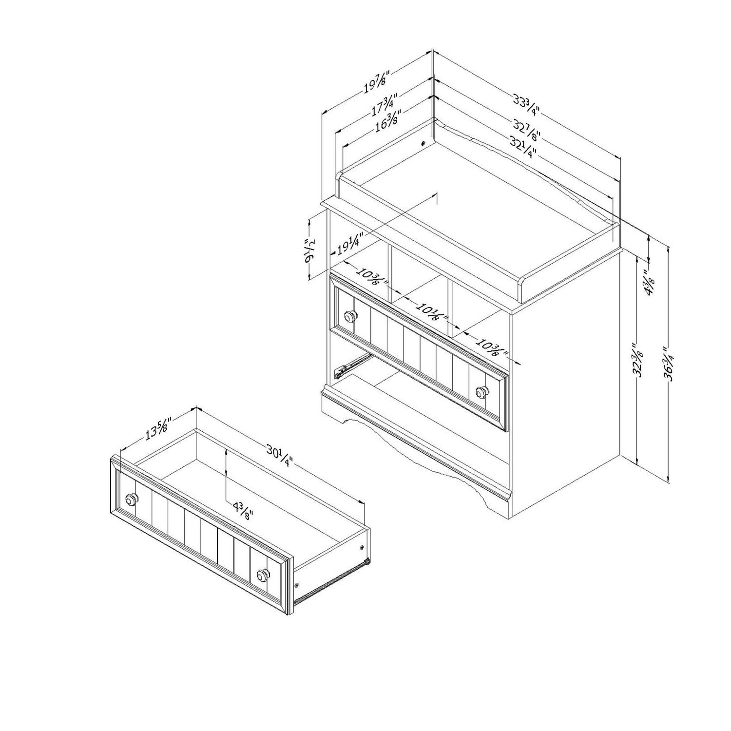 Diaper changing 2025 table dimensions