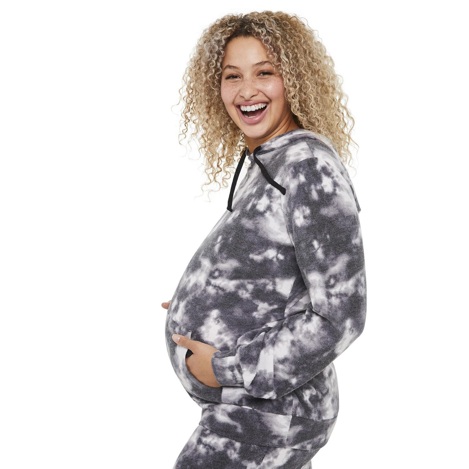 Haut à capuchon avec poche kangourou et manches bouffantes Paisley Sky Maternit