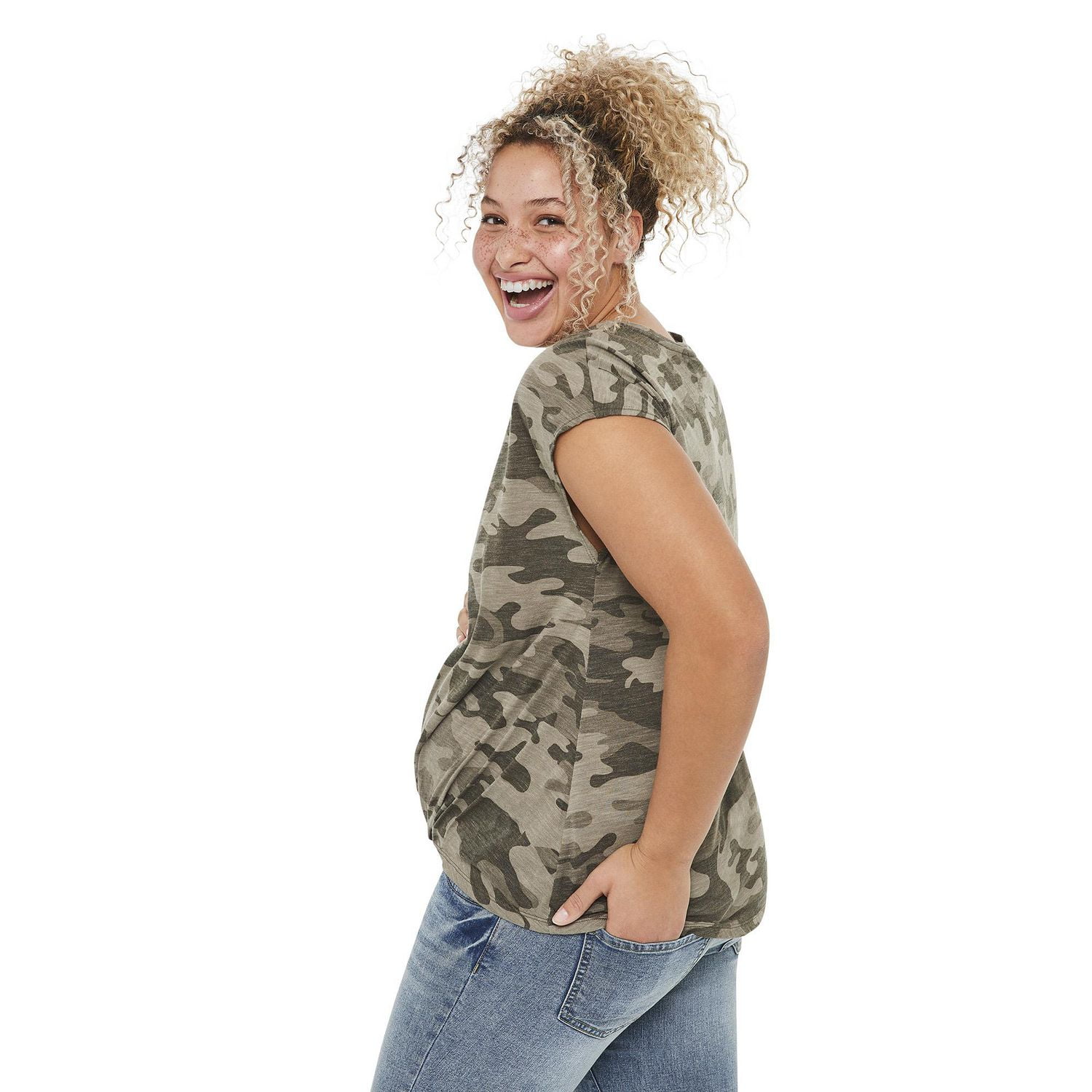 Paisley Sky Maternity Printed Twist Hem Tee