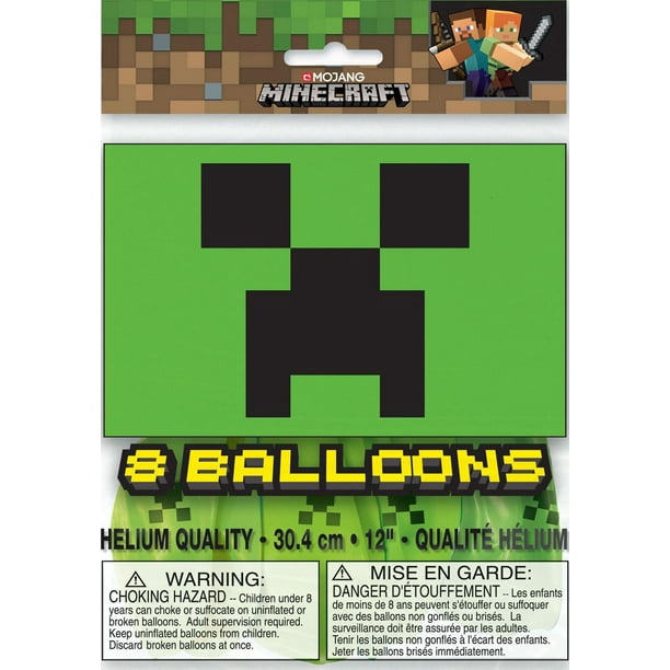 Ballons en latex Minecraft 30,5 cm, 8 ct Vert citron; Mesure 12" lorsqu'il est gonflé