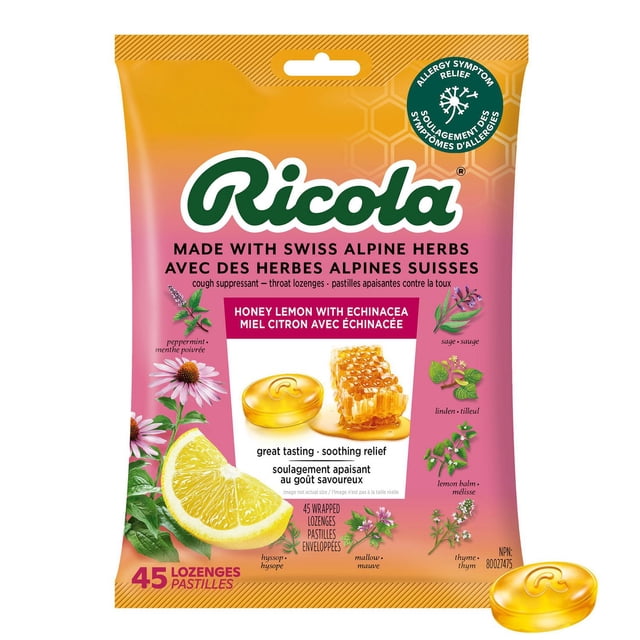 Ricola Honey Lemon with Echinacea Menthol Cough Drops