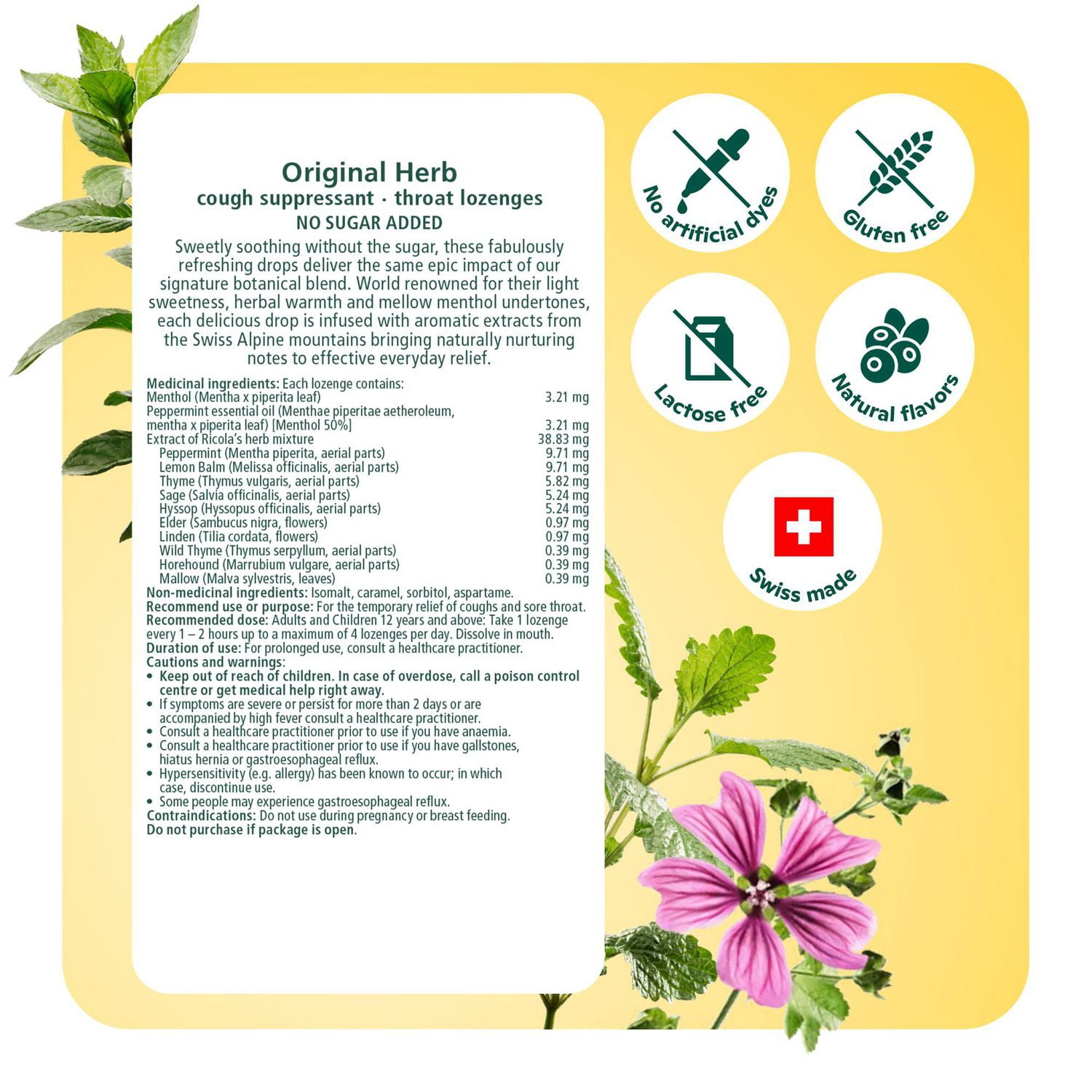 Ricola No Sugar Added Original Herb Menthol Cough Drops - Walmart.ca