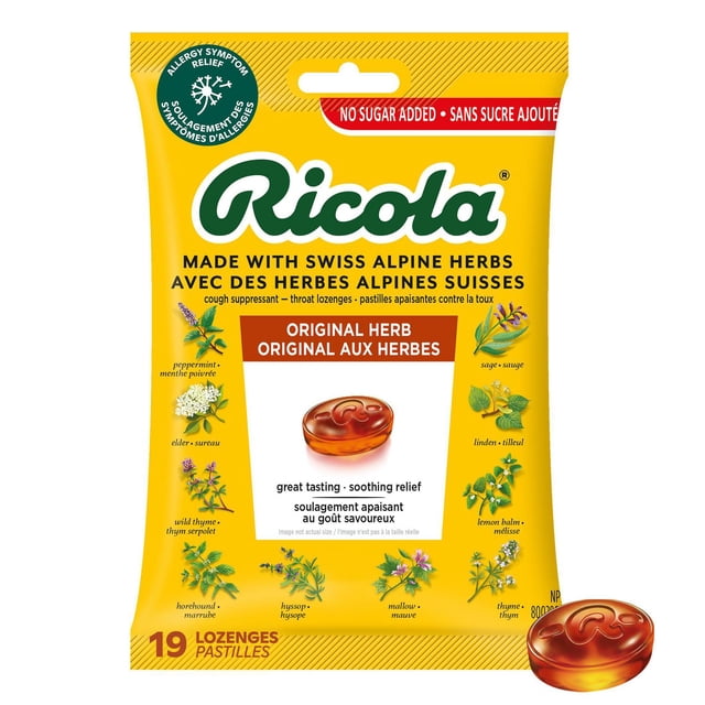 Ricola No Sugar Added Original Herb Menthol Cough Drops