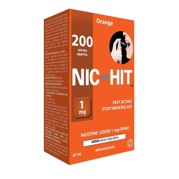 NIC HIT Spray, Quit smoking Aid, Orange, 1 mg Nicotine
