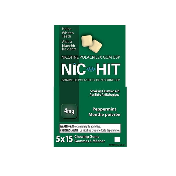 NIC HIT GUM, Nicotine 4 mg, Mint Flavor, Quit Smoking Aid