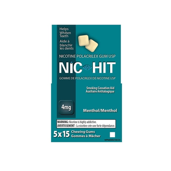NIC HIT GUM, Nicotine 4 mg, Mint Chill Flavor, Quit Smoking Aid