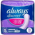 thumbnail image 1 of Always Discreet Adult Incontinence Pads for Women, Heavy Absorbency, Long Length, Postpartum Pads, 1 of 9