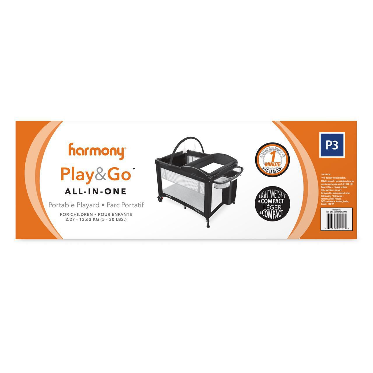 Harmony Play & Go Essentials - Parc pour bébé avec moïse, étui