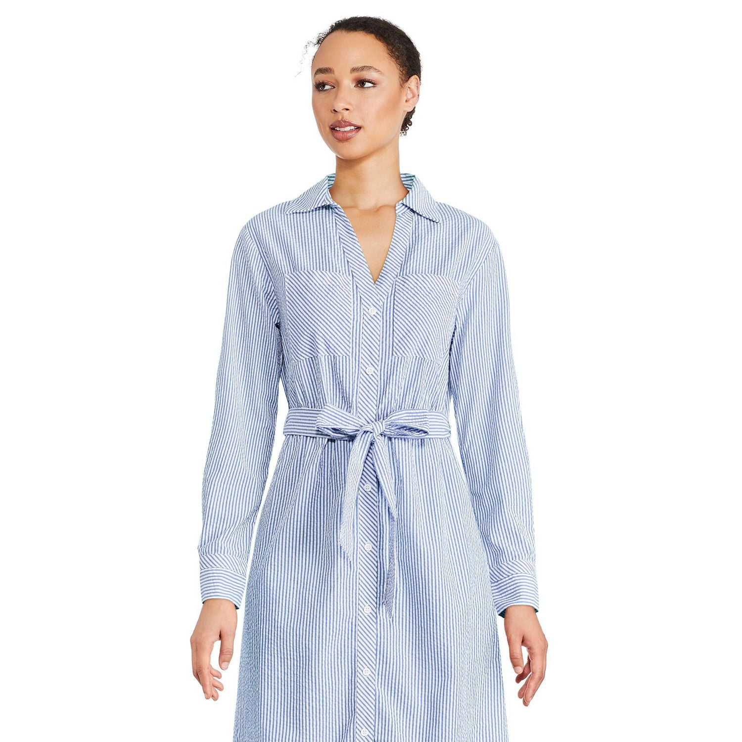 Blue white shirt dress hotsell