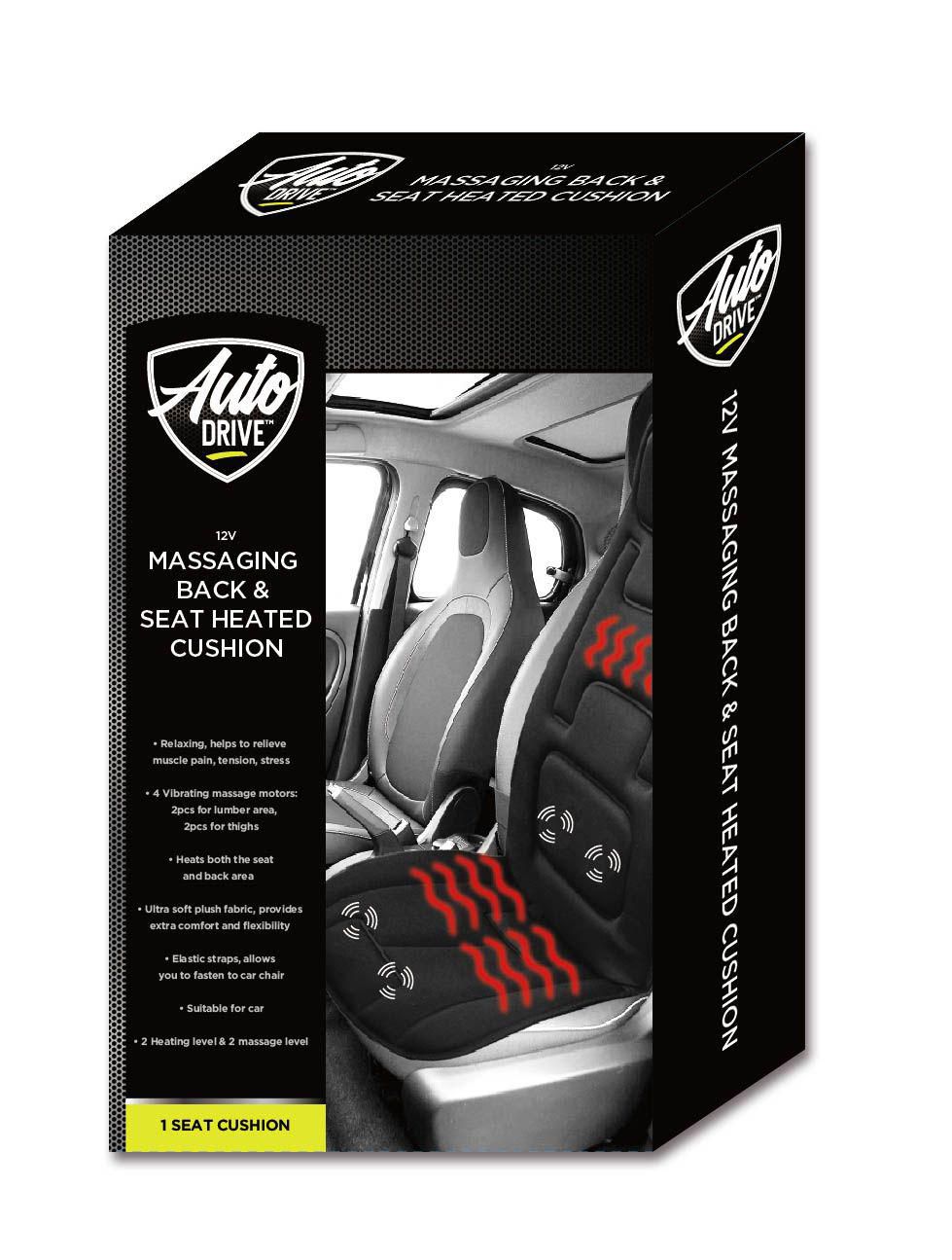 AutoDrive 12V Heated Seat Massage Cushion, Massaging seat cushion with heat  