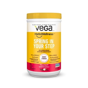 Vega Hello Wellness Spring In Your Step Protein Powder Vanilla Cappuccino, Small Tub (14 Servings) 390g