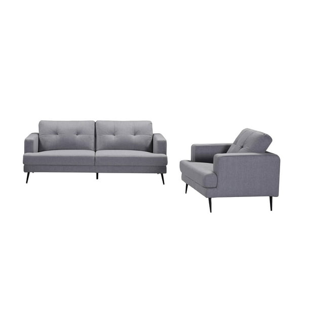 Topline Home Furnishings 2piece Grey Upholstery Set Sofa & Chair