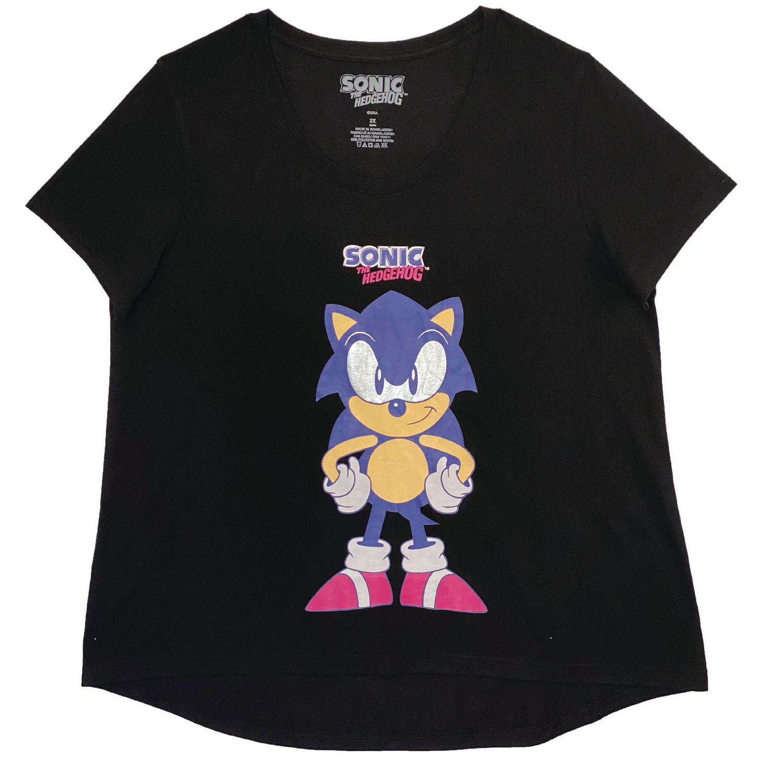Ladies plus high low Sonic graphic tee