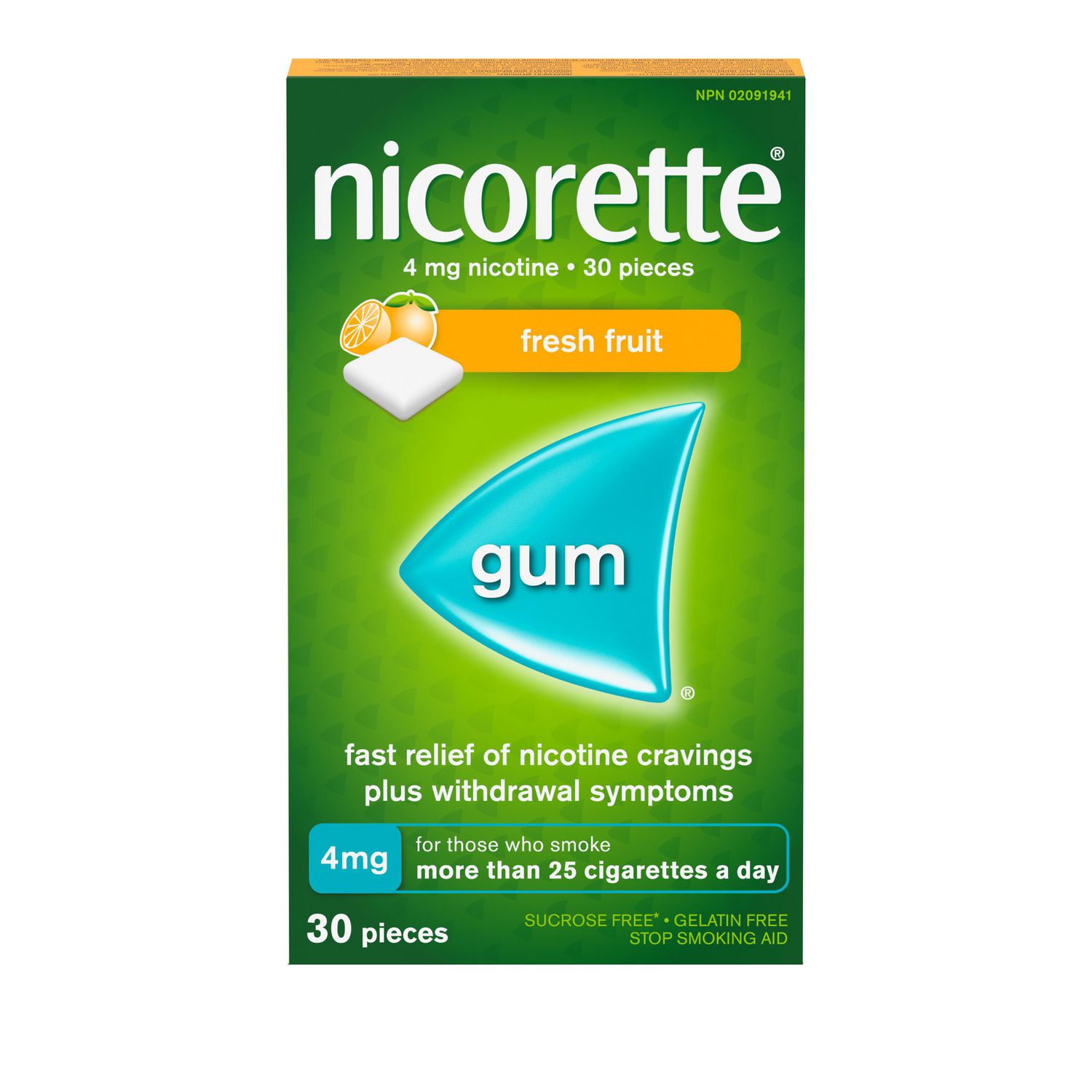 Nicorette Gum, Nicotine 4mg, Fresh Fruit Flavour, Quit Smoking Aid