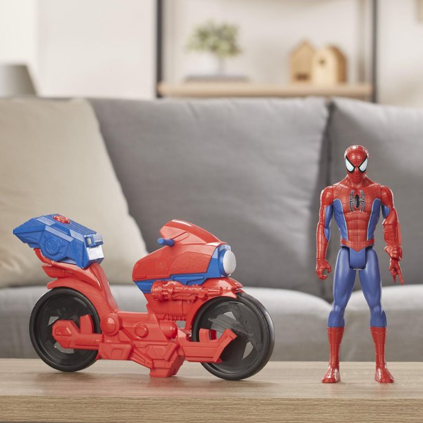 Figurine Spiderman 30 cm et sa moto Power Cycle - Titan Hero