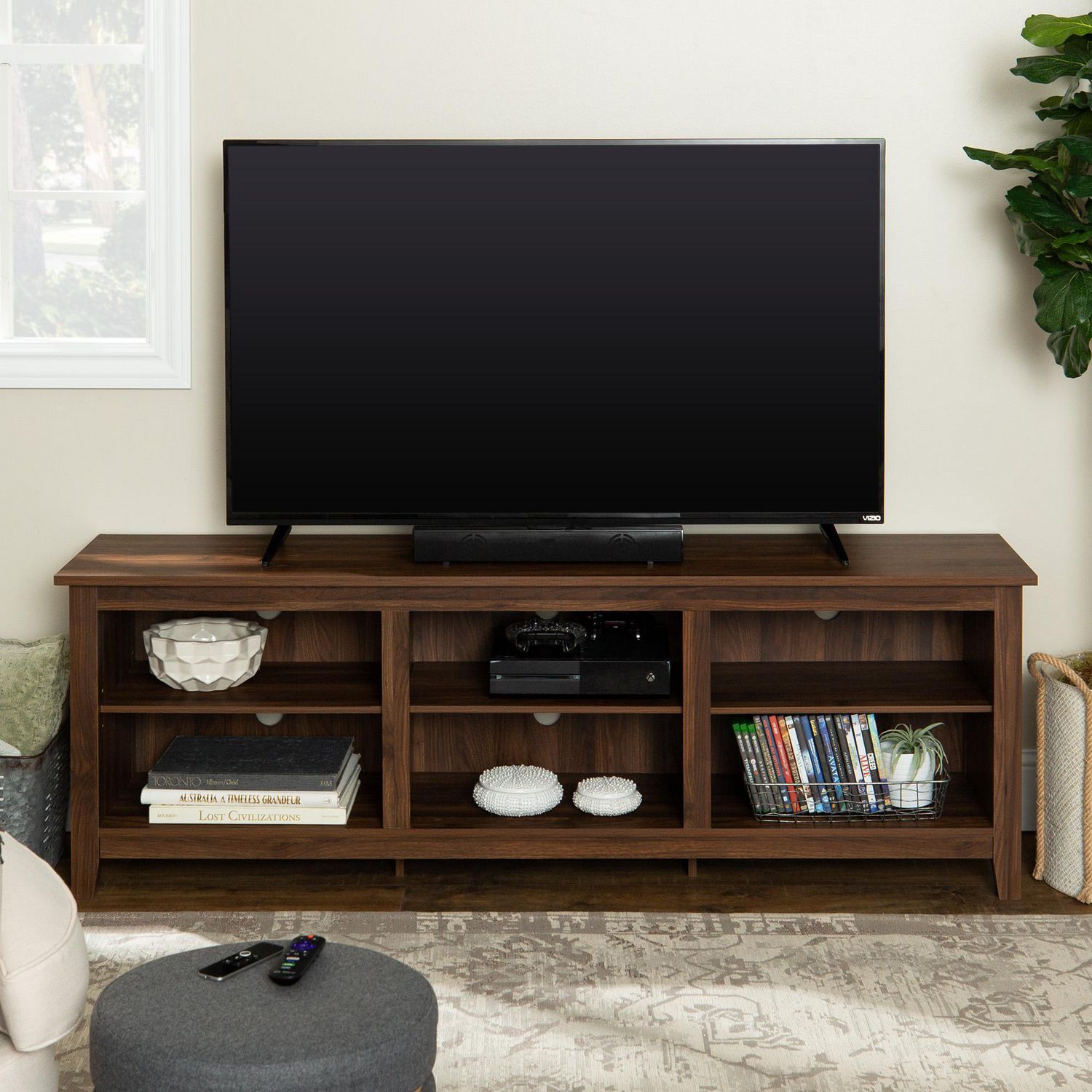 Manor Park 70" Wood Media TV Stand Storage Console - Grey ...