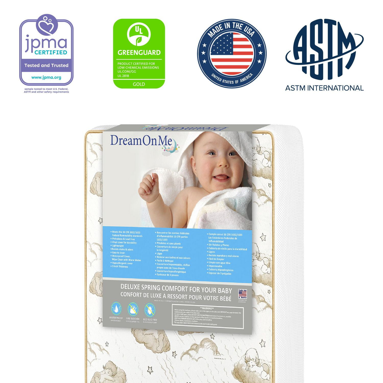 Dream On Me 2-In-1 Breathable Two-Sided, Mini/Portable Crib Foam ...