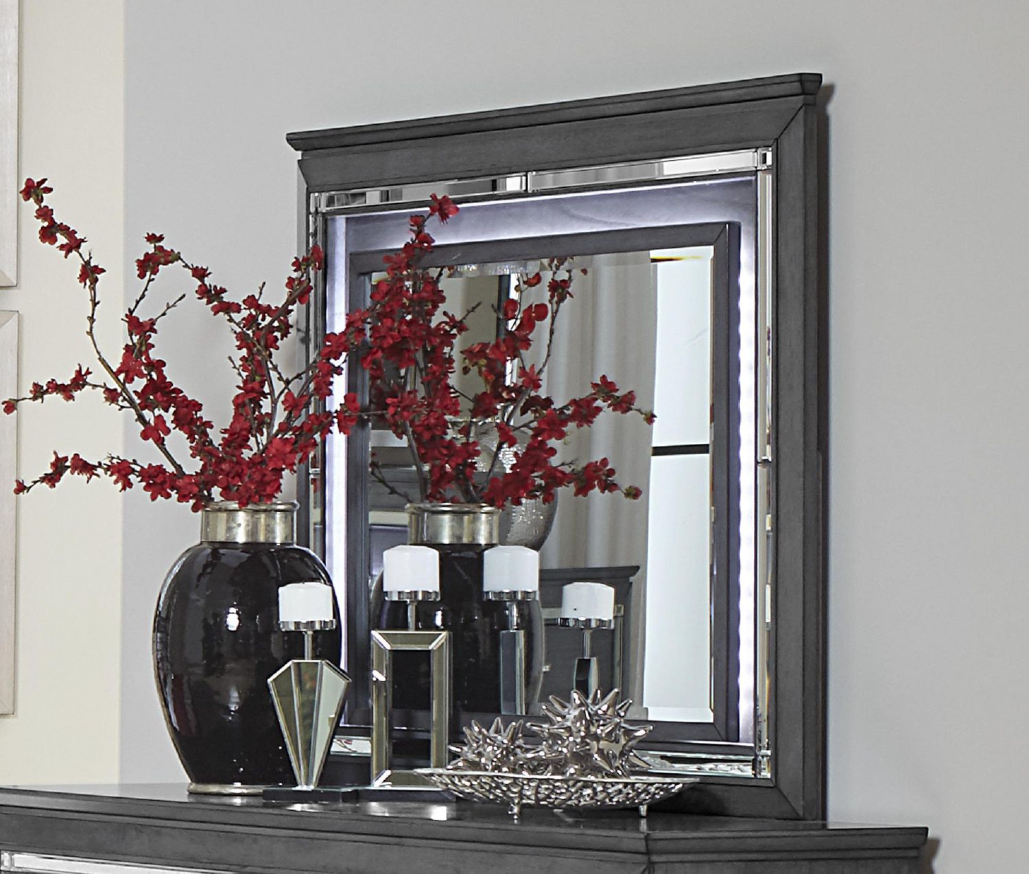 Topline Home Furnishings Grey Dresser LED Mirror Walmart Canada