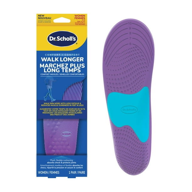 Dr. Scholl's Walk Longer Insoles, Comfortable Plush Foam Cushioning Inserts  for Walking, Hiking, and Standing on Feet All-Day, Stop Soreness in Feet 