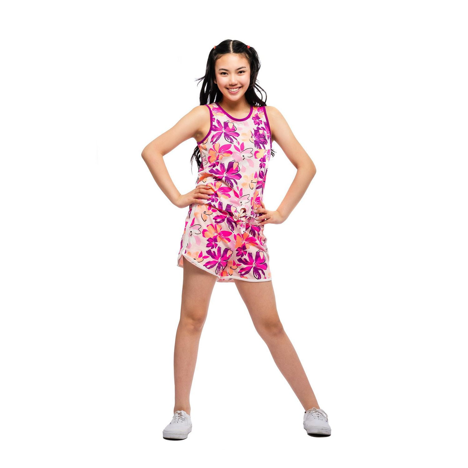 Girls Justice Tropical Front Tie Tank Top