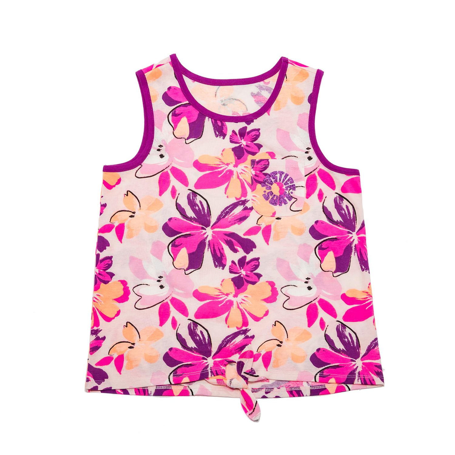Girls Justice Tropical Front Tie Tank Top