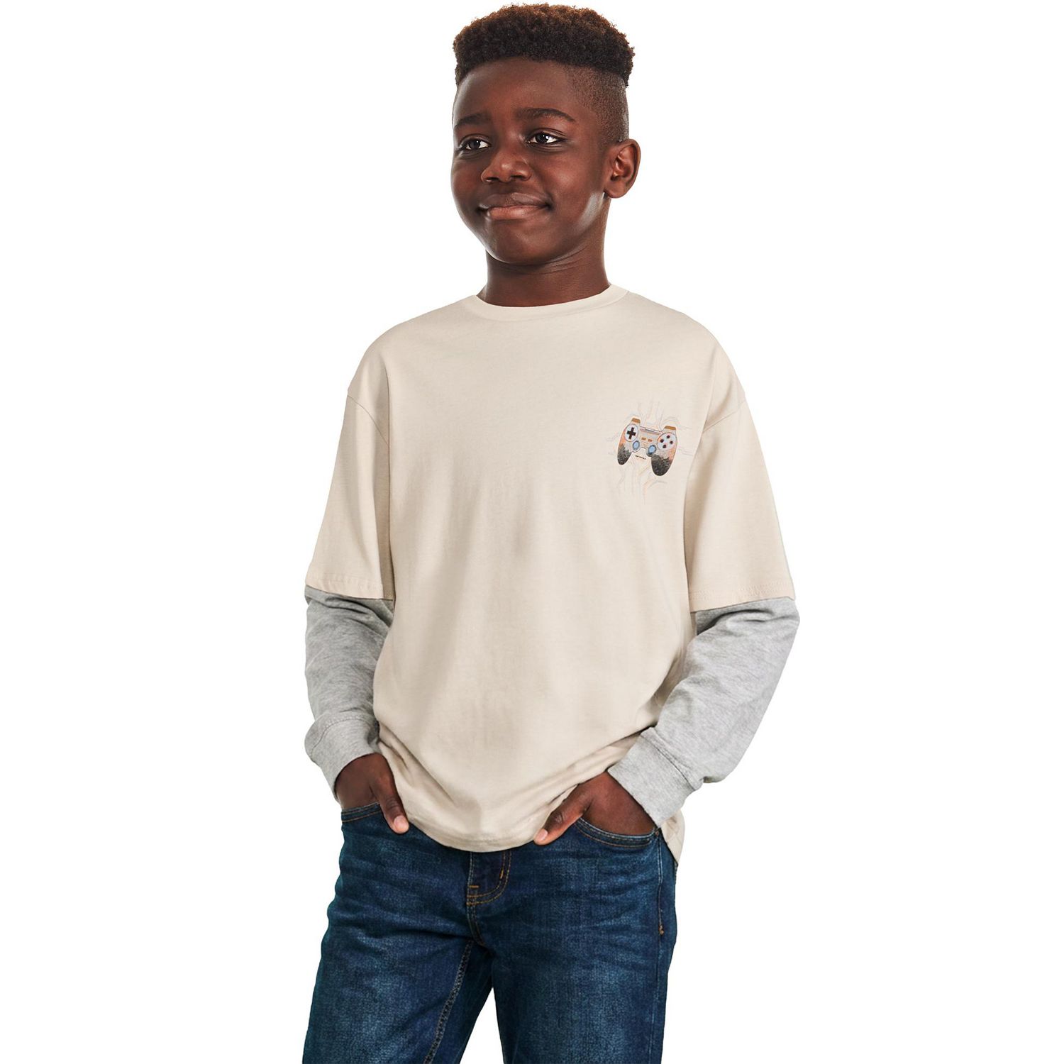 T-shirt à manches longues trompe-l’œil George pour garçons