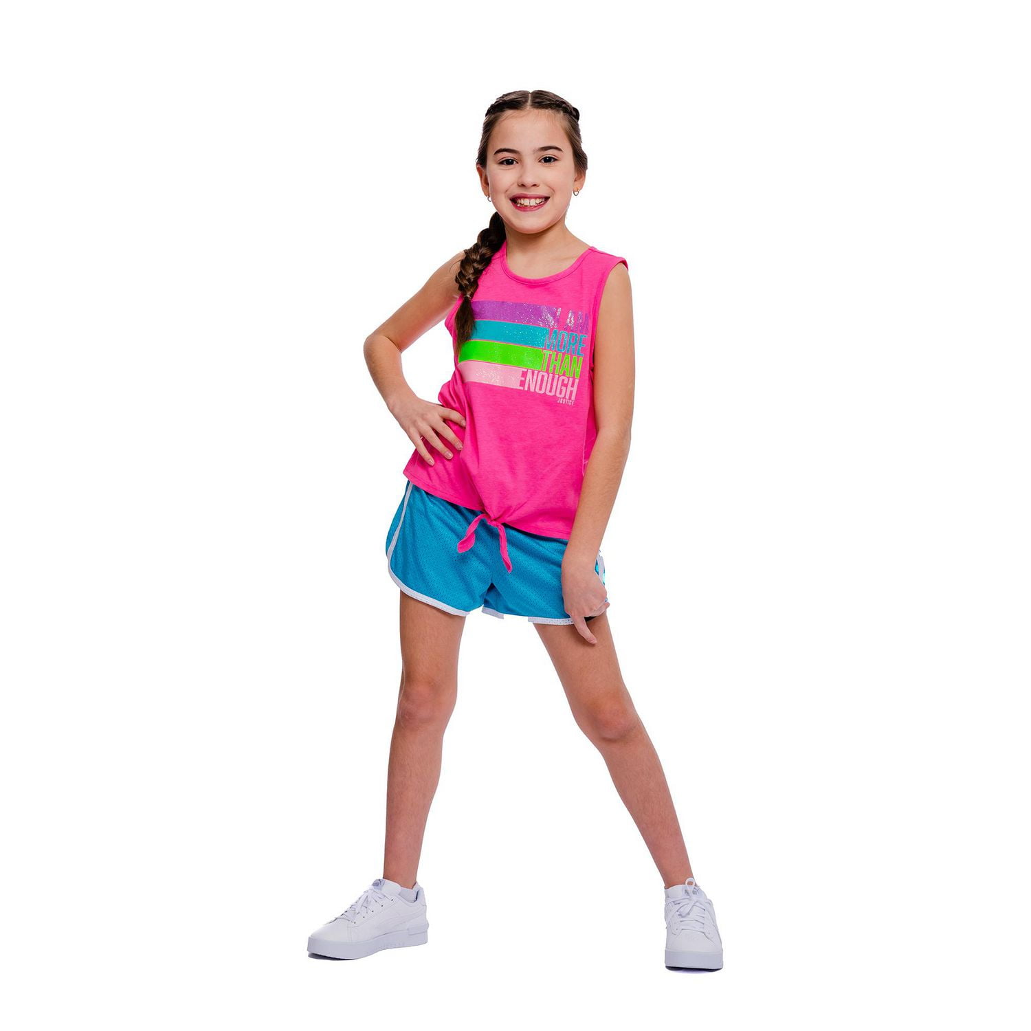 Girls Justice More Than Enough Front Tie Tank Top