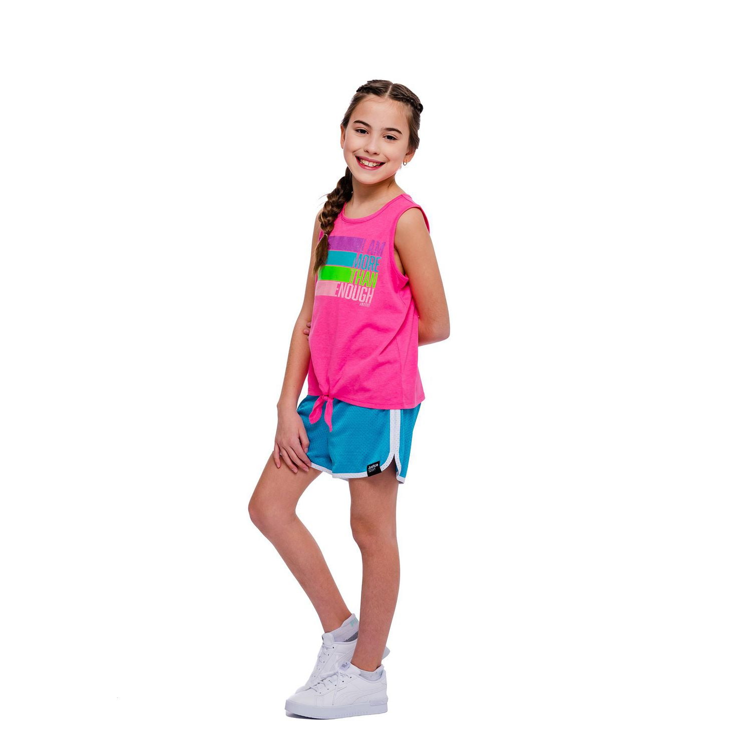 Girls Justice More Than Enough Front Tie Tank Top