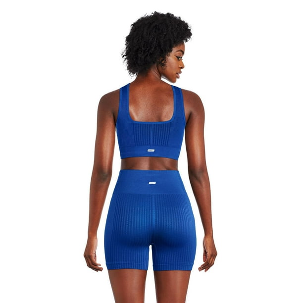 Jacquard Seamless Knit Sports Bra with Built-in Cups