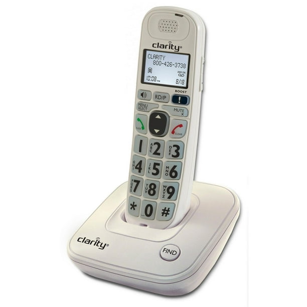 Téléphone Clarity D704 sans fil amplifié/basse vision DECT 6.0 40 dB avec écran CID - Blanc