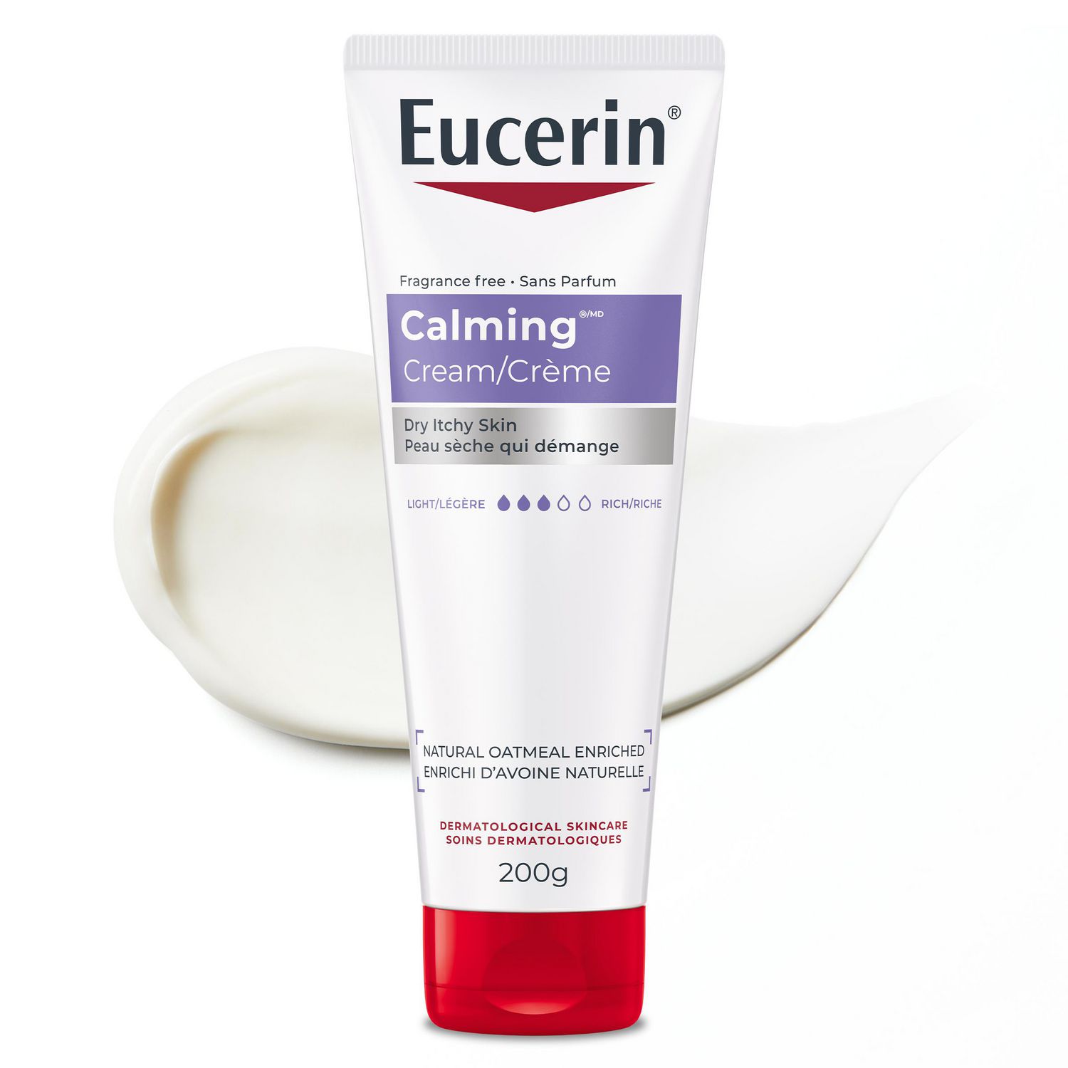 EUCERIN Calming Daily Moisturizing Cream for Itchy and Dry Skin, Dry Skin cream with Natural Oatmeal, Fragrance Free, Non-Greasy, 200g