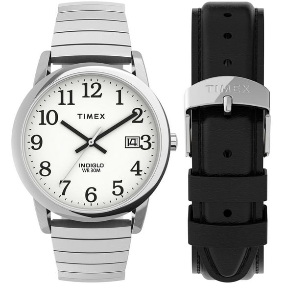 Timex® Easy Reader® Expansion Band Watch and Leather Strap Box Set