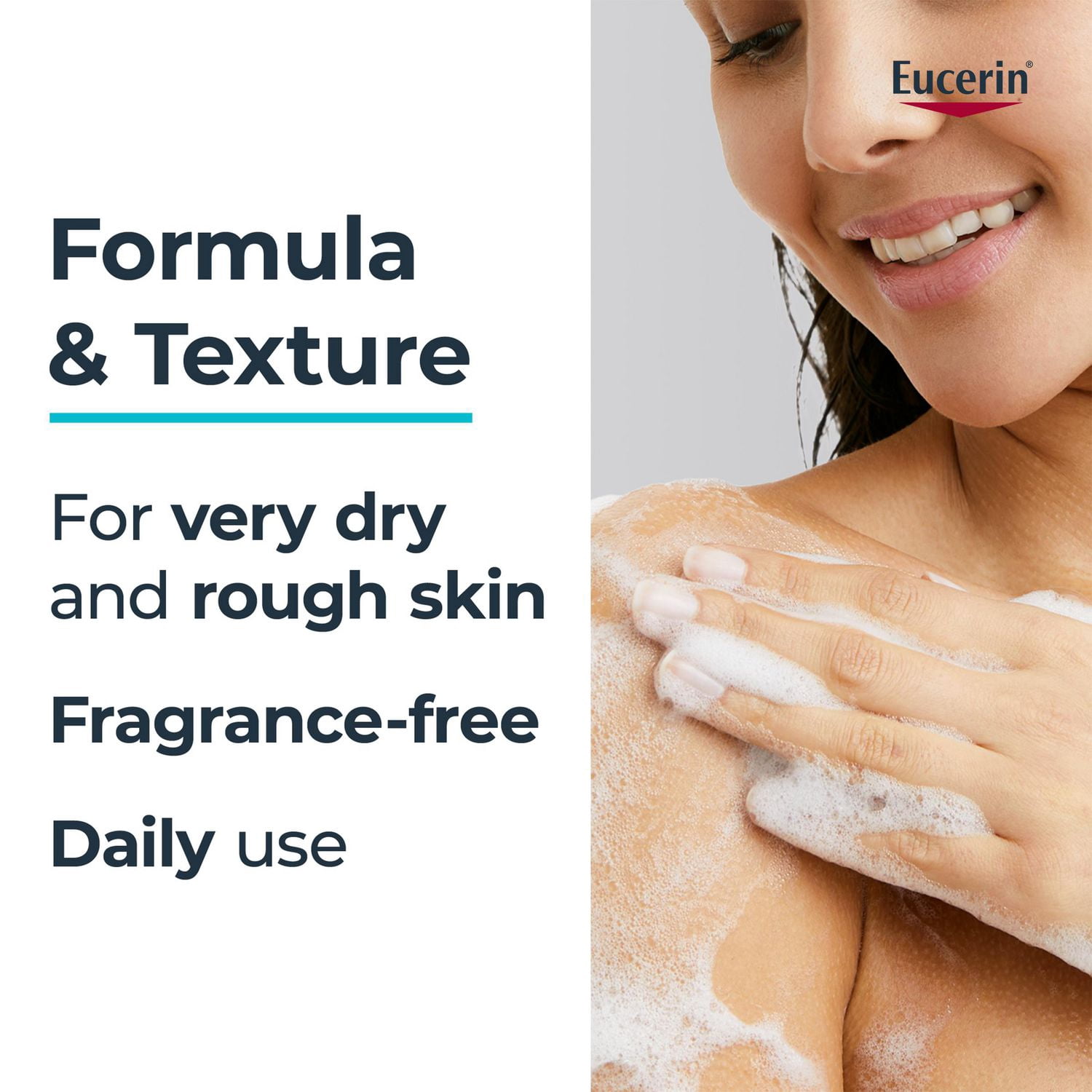 Eucerin Complete Repair Body and Face Cleanser for Dry Skin, Fragrance Free and Soap Free Body Wash, 500 mL