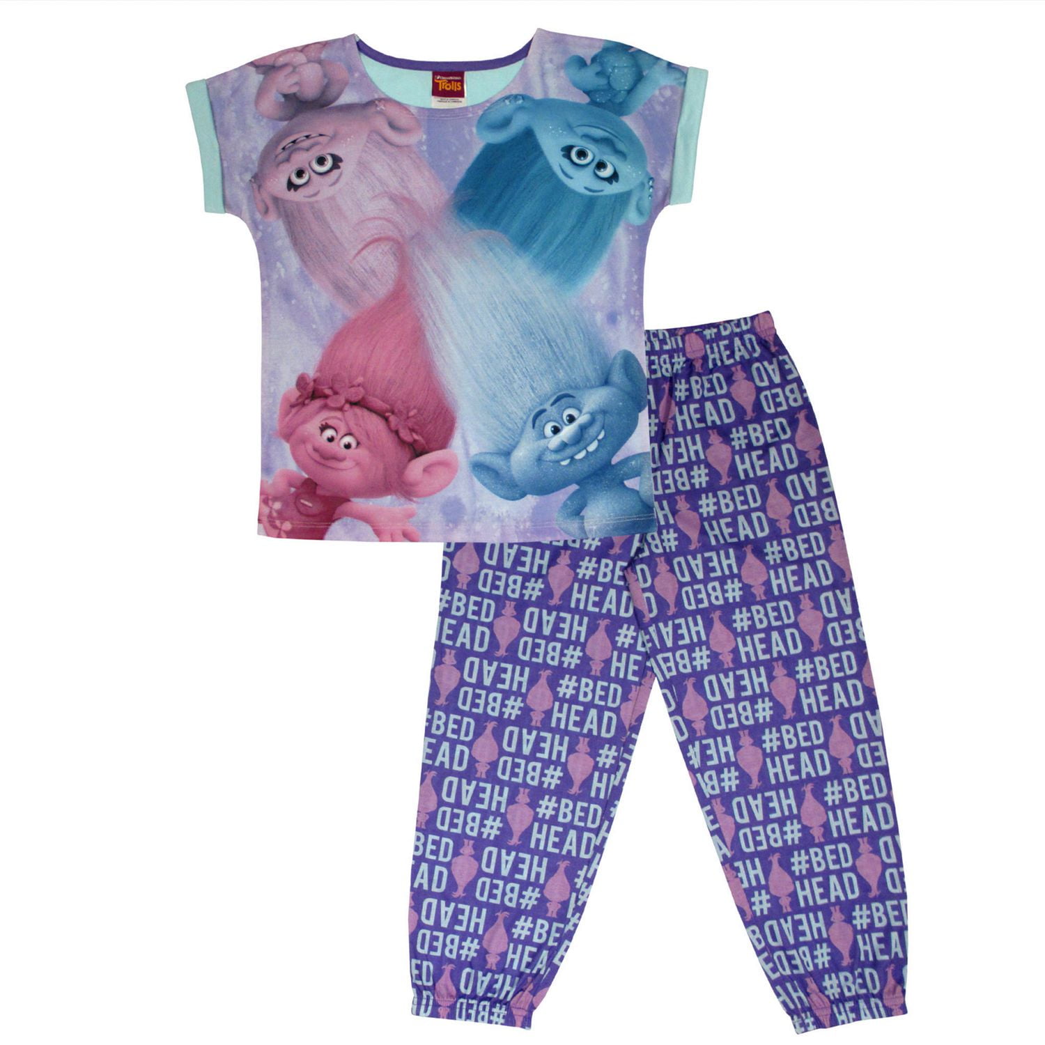 DreamWorks Trolls Trolls Girls 2 Piece Pyjamas Dolman And Pant Set Walmart