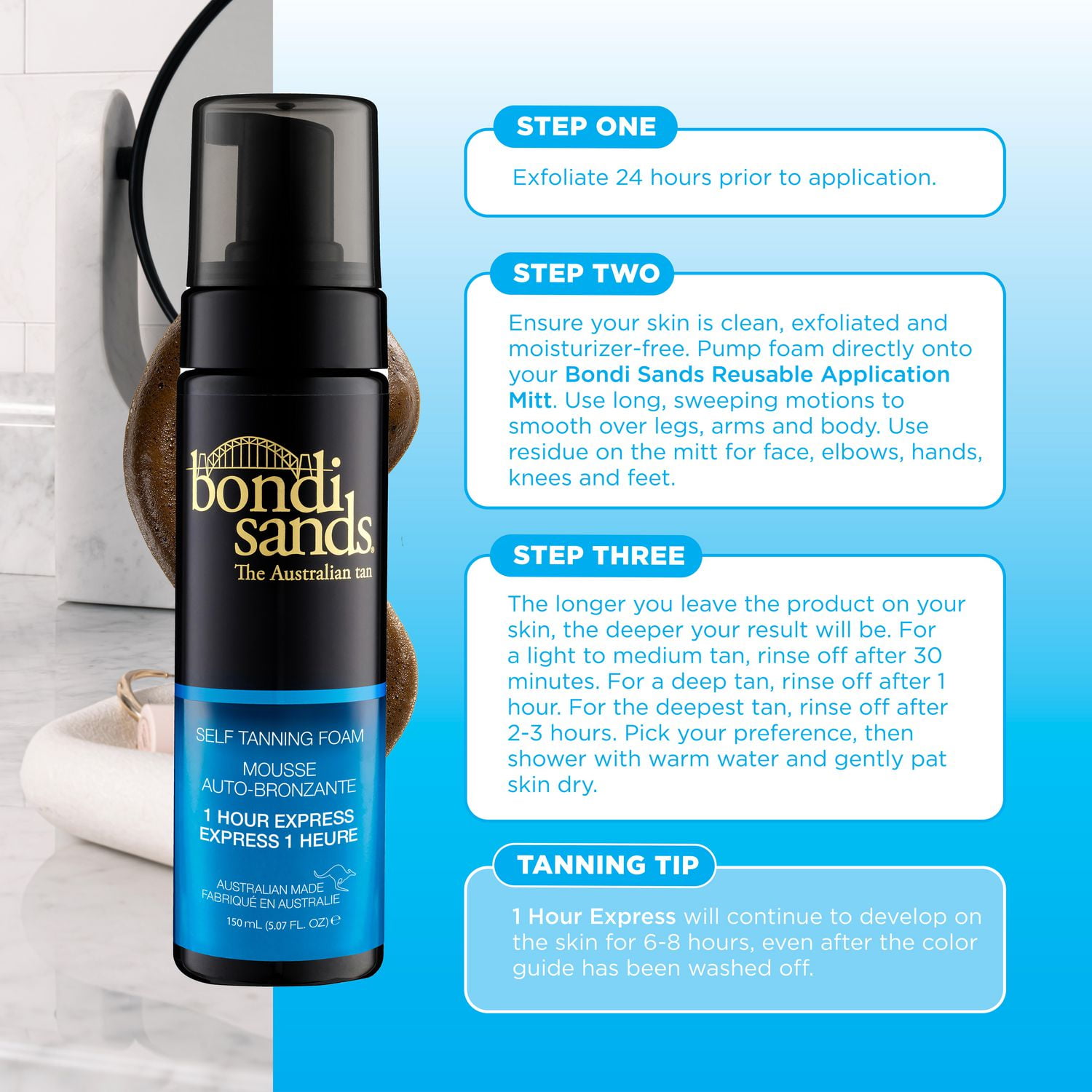 Bondi Sands Self Tanning Foam One Hour Express, Lightweight