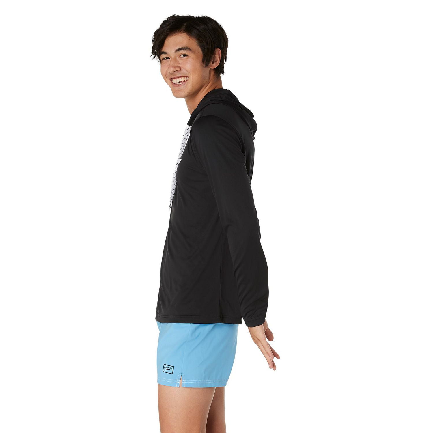 Haut à capuchon de bain à manches longues de couleur unie Speedo pour hommes Tailles P-2XL