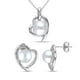 Ensemble de pendentif et de boucles d'oreille Miabella de forme cœur avec accent de diamants et perles d'eau douce cultivées 8-9mm en argent sterling, 18 po – image 1 sur 2