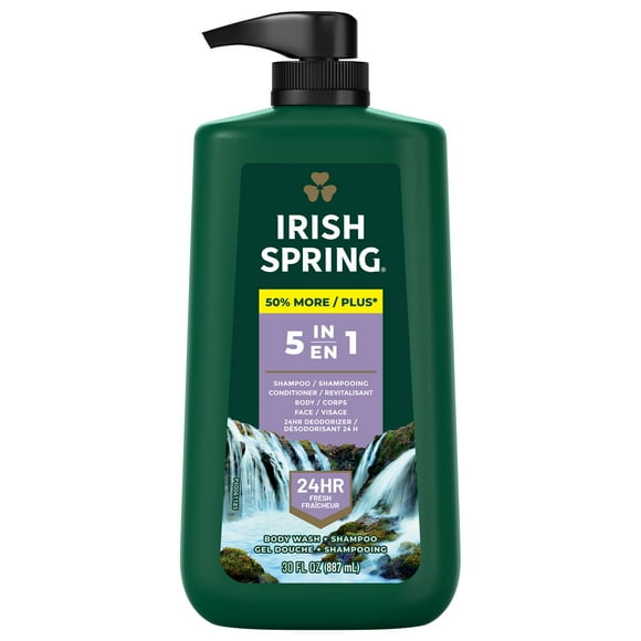 Irish Spring 5-in-1 Gel Douche pour Hommes, Pompe de 887 mL Irish Spring 5-in-1 Gel Pompe de 887 mL
