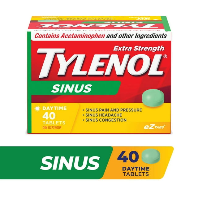 Tylenol Extra Strength Sinus eZ Tabs, Relieves Sinus congestion & other sinus Symptoms, Daytime, 40 Count