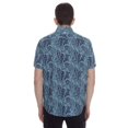 thumbnail image 3 of Dark Black Men's Short-Sleeve Patterned Button-Down Shirt, 3 of 6