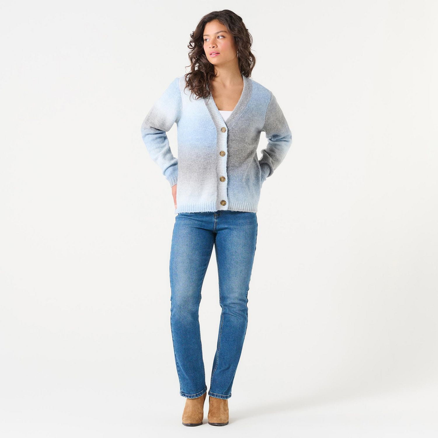 DV V-NECK SPACE-DYE CARDIGAN