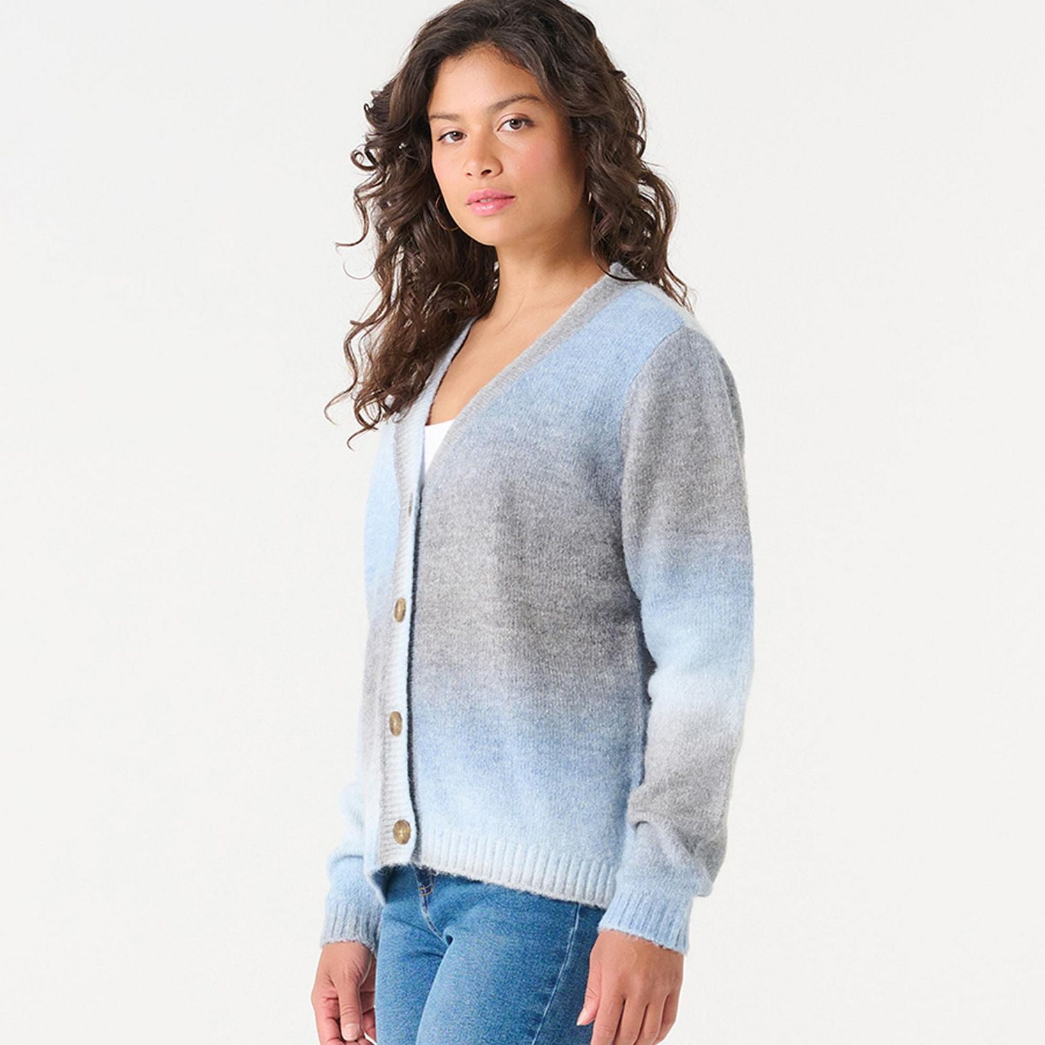 DV V-NECK SPACE-DYE CARDIGAN
