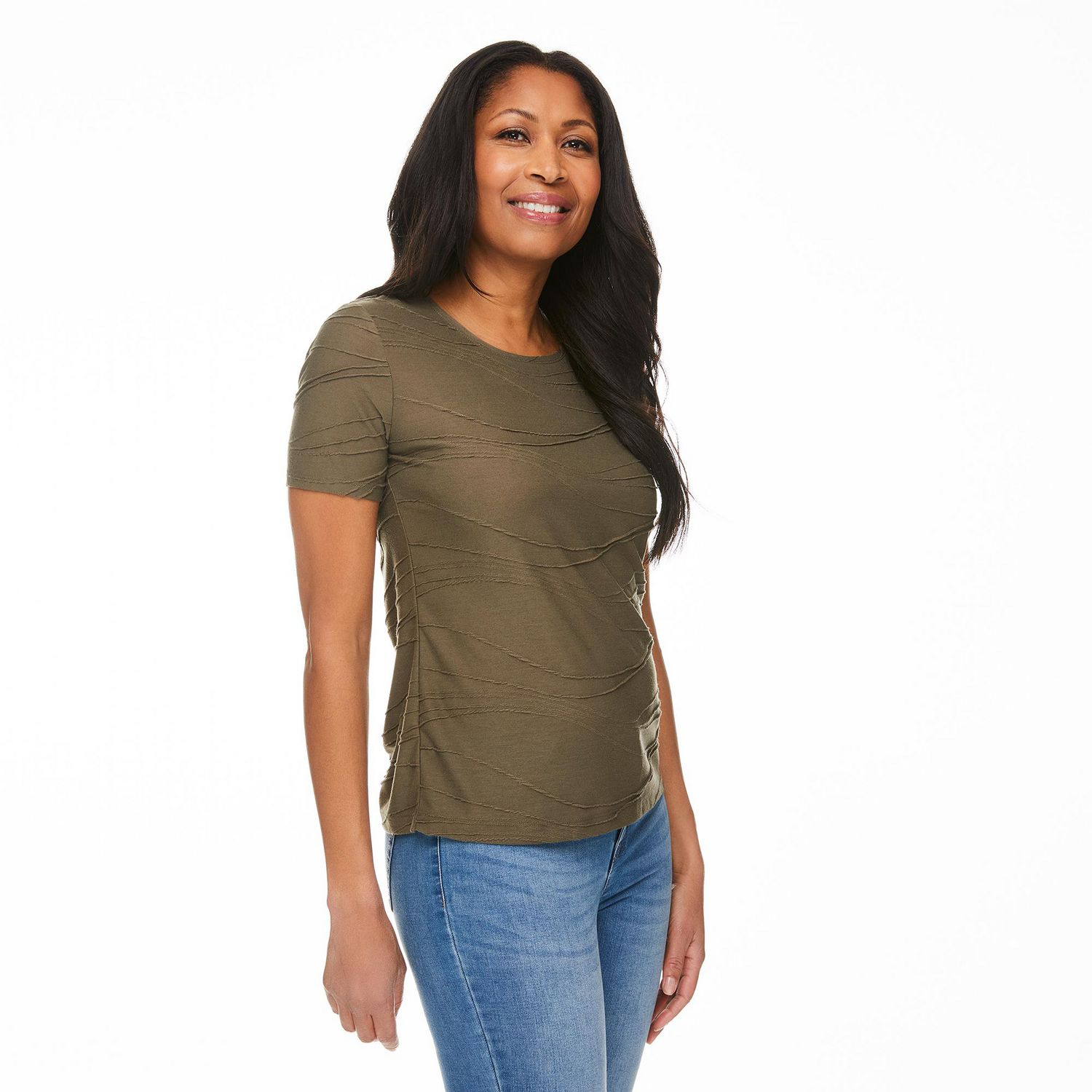 George Plus Women's Ruched Pointelle Tee 