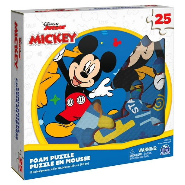 Mickey Mouse, puzzle spongieux en mousse 25 pièces Disney Junior Clubhouse  Pluto Fun Starts Here, pour les enfants de 4 ans et plus 