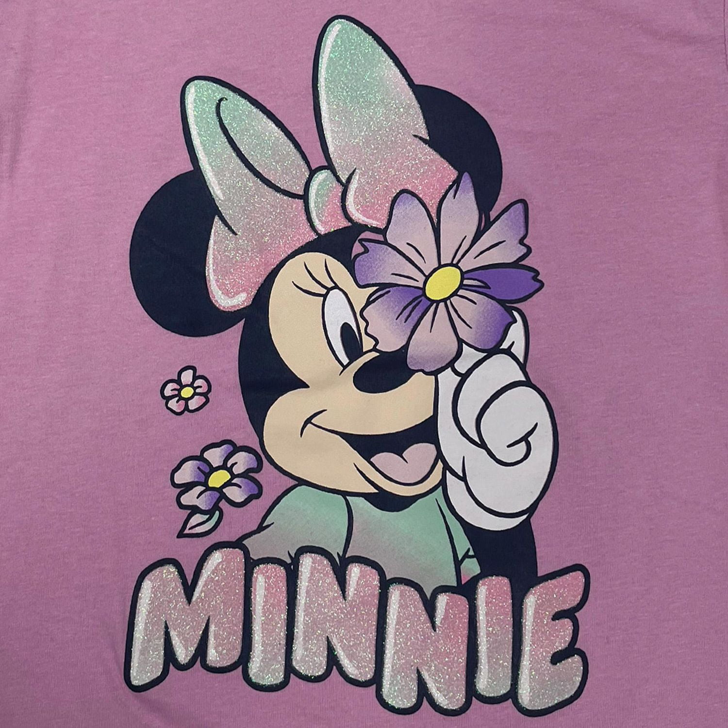 Disney Filles Minnie Fleurs colorées Crew à manches courtes