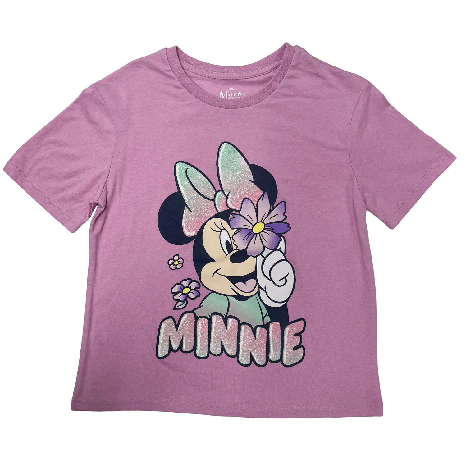 Disney Filles Minnie Fleurs colorées Crew à manches courtes