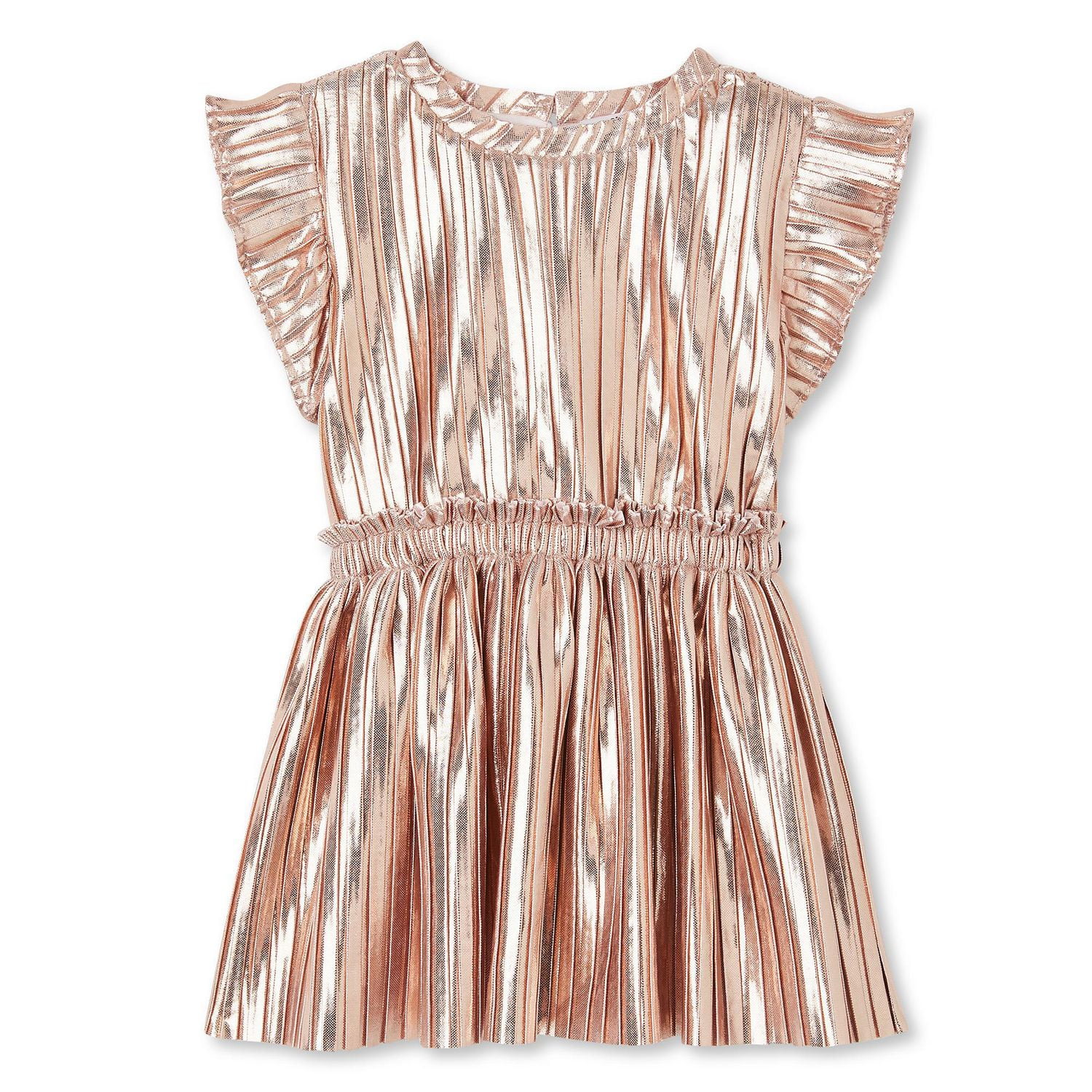 metallic pleated gown
