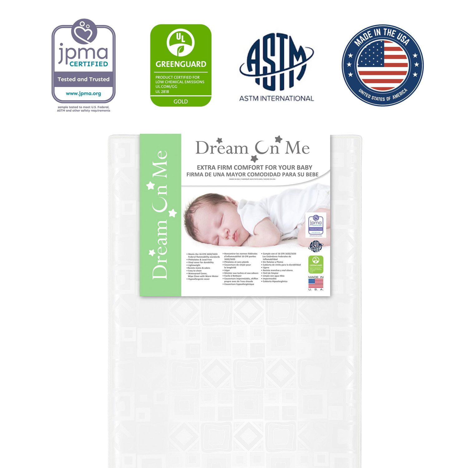 Dream On Me 5" Foam Crib & Toddler Bed Standard Mattress, Model 4B5