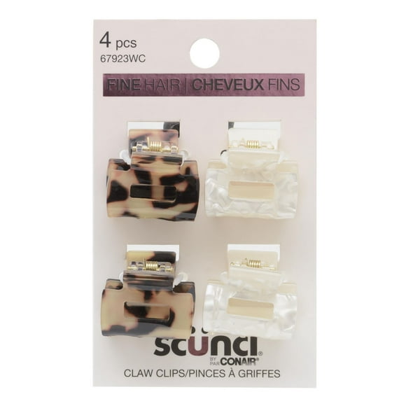 Scunci 4pk Mini Torte Claw Clips, 4PK MINI CLAW CLIPS
